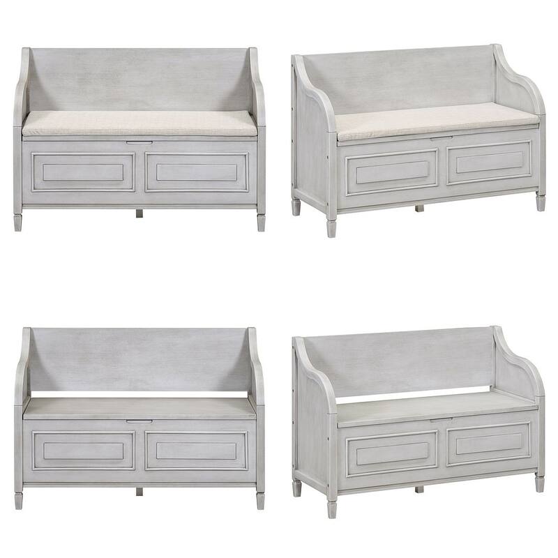 Farmhouse Solid Wood Multi-Purpose Upholstered Storage Bench