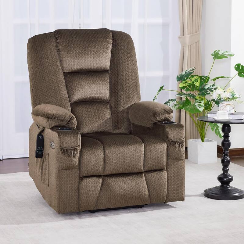 MCombo Large Electric Power Lift Recliner Chair with Massage and Heat for Elderly, Fabric 7549