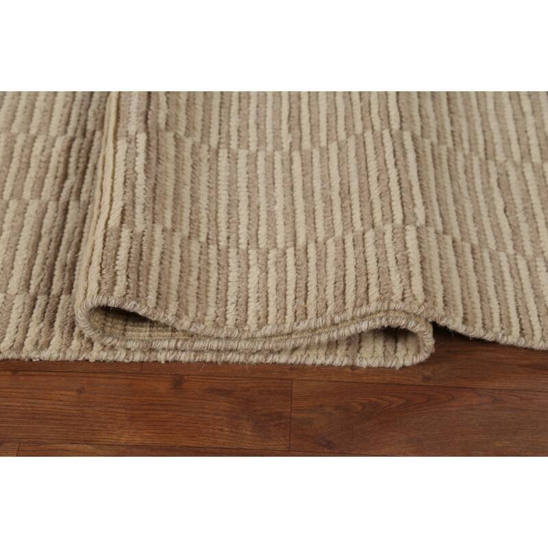 Beige Modern / Moroccan Area Rug Handmade Wool Carpet - 9'0"x 13'0"