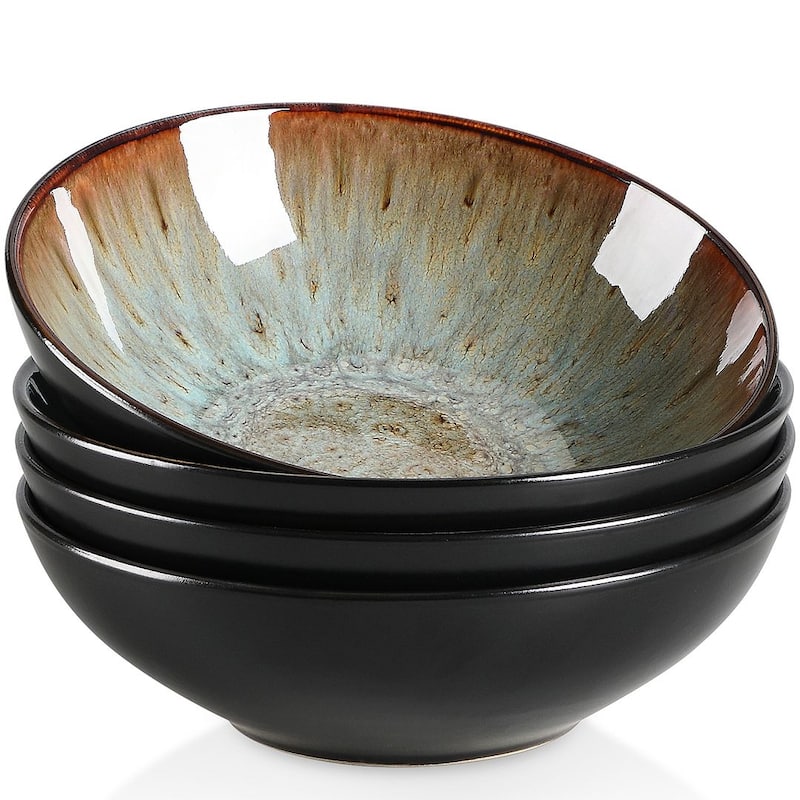 vancasso BUBBLE Stoneware Dinnerware Set - 4pcs Cereal Bowls - Brown