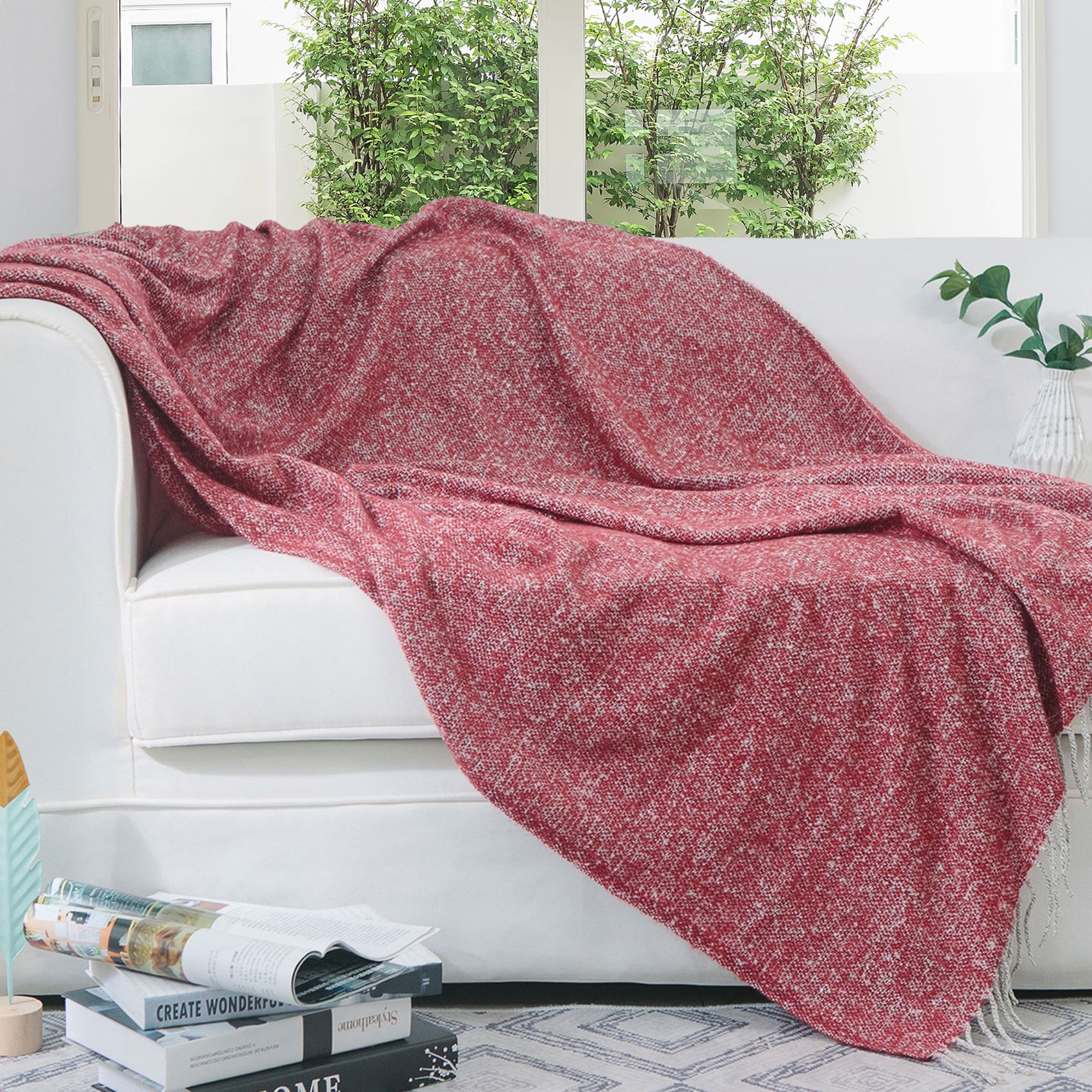 Cheer Collection Ultra Soft Knit Fringe Throw Blanket