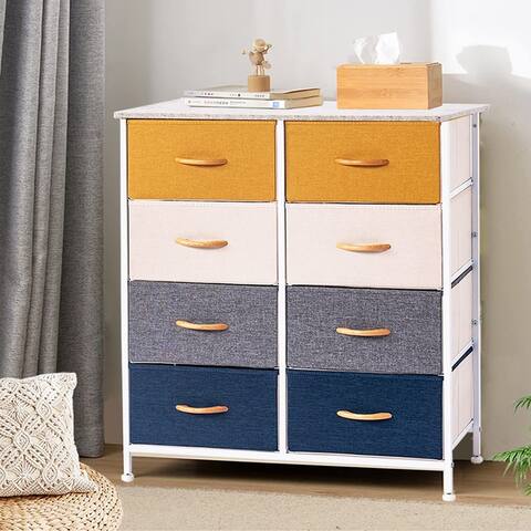 Fabric Storage Chest, Storage Tower Double Dresser with 8-Drawer