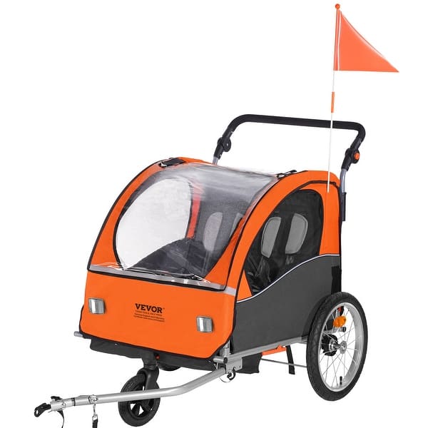 VEVOR Bike Trailer For Toddlers, Kids, Double Seat, 120 Lbs Load