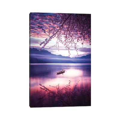 iCanvas "Lake Reflection Japanese Cherry And Canoe" by GEN Z Canvas Print