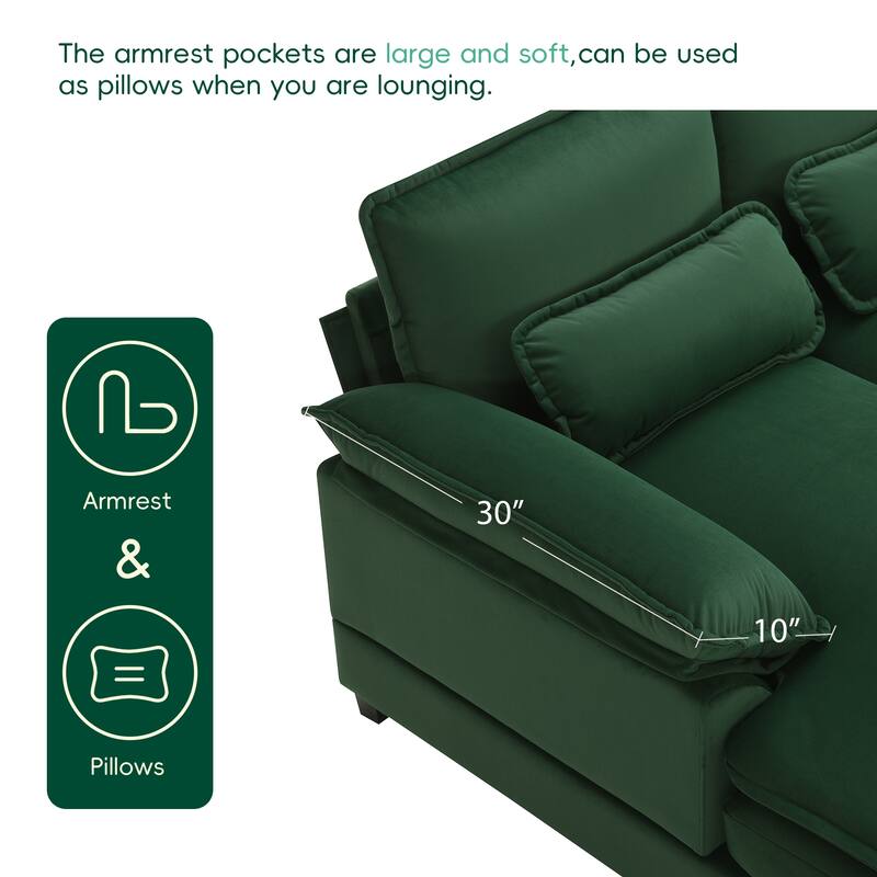 6-seat Upholstered Symmetrical Sofa Furniture U-shaped Sectional Sofa with Waist Pillows