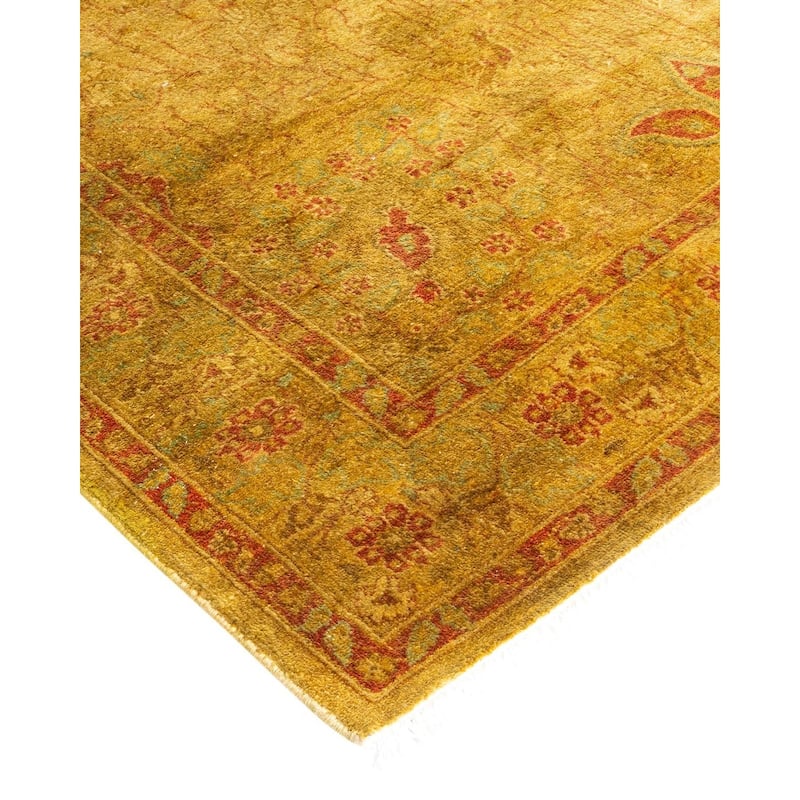 Overton Hand Knotted Wool Vintage Inspired Modern Contemporary Overdyed Gold Area Rug - 3' 2" x 5' 2"