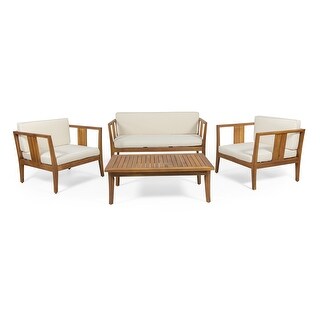 Nicholson Outdoor 4-seat Acacia Chat Set by Christopher Knight Home