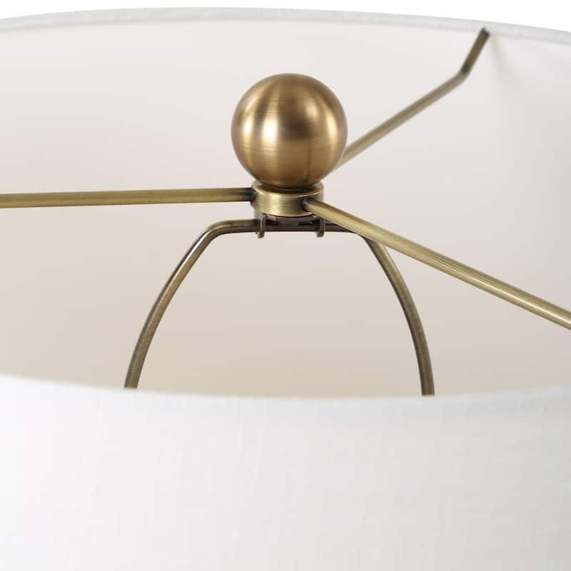Ceramic Solid Table Lamp with White Tapered Shade - 35" - Black