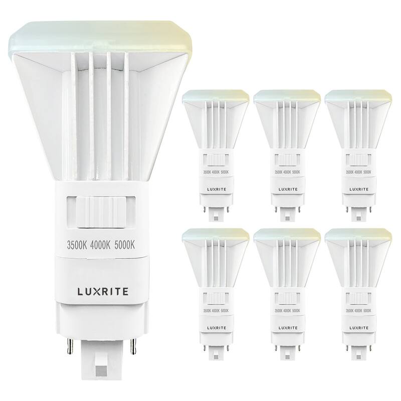 Luxrite Vertical PL LED CFL Replacement 11W Ballast Bypass Fits G24D G24Q GX24Q 3 Color Selectable 1450 Lumens 6 Pack - 3 Color Selectable 35K/40K/50K