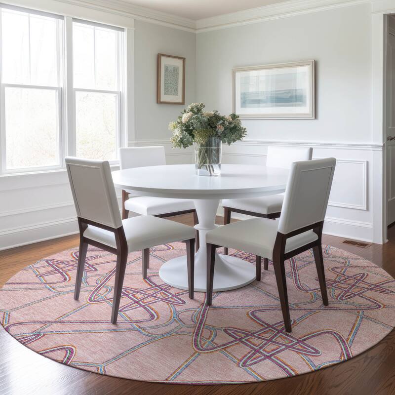 Machine Washable Indoor/ Outdoor Contemporary Links Chantille Rug