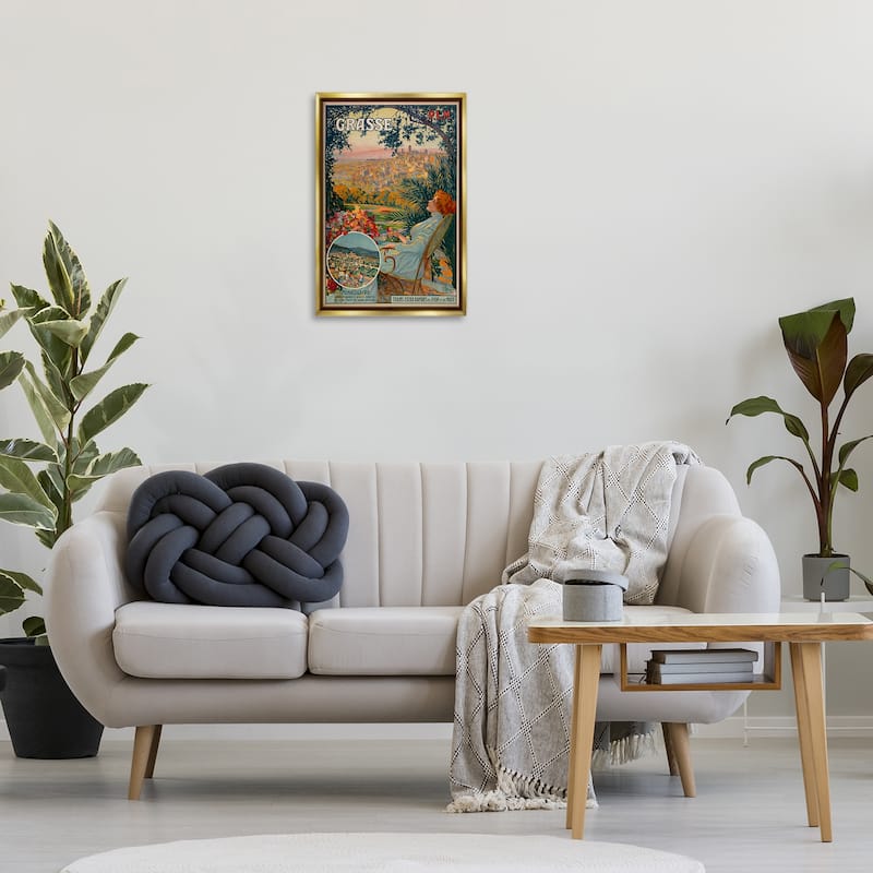 Stupell Vintage Grasse Advertisement Framed Floater Canvas Wall Art Design By Marcus Jules