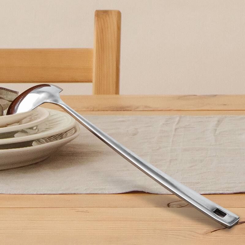 Stainless Steel Ladle Spoons Kitchenware Soup Spoon Oil Salt Dining Spoons 11.6" - Silver Tone