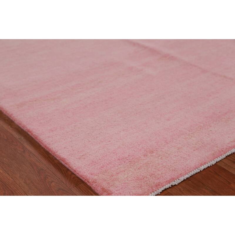 Hand Knotted Oriental 100% Wool Carpet Modern Solid Pink Gabbeh Area Rug - 12' 5'' X 9' 0''