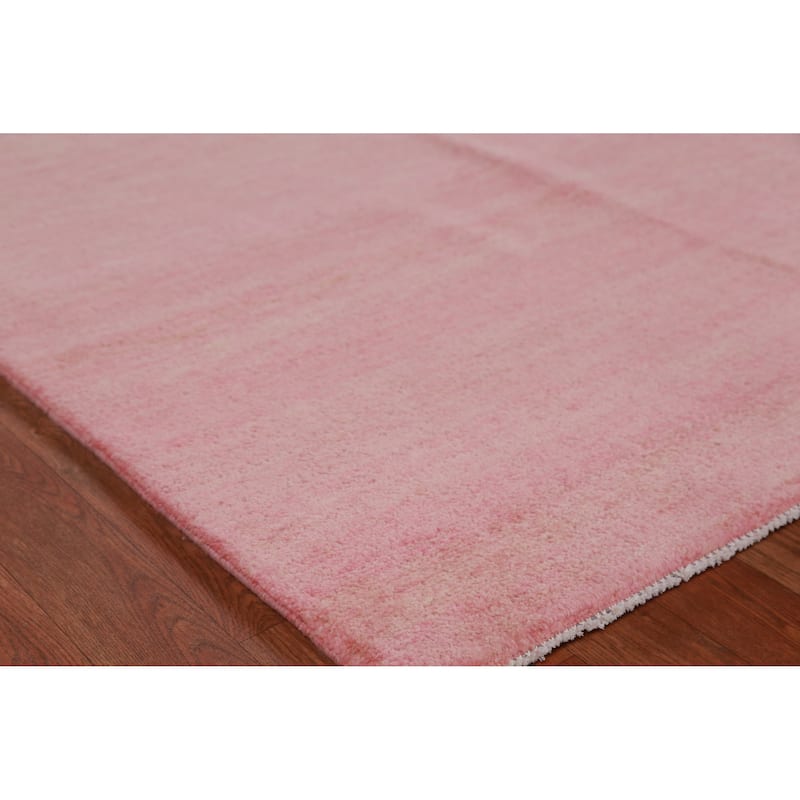 Modern Pink Gabbeh Persian Area Rug Hand-Knotted Wool Carpet - 9'0" x 12'5" - 9'0" x 12'5" - Pink