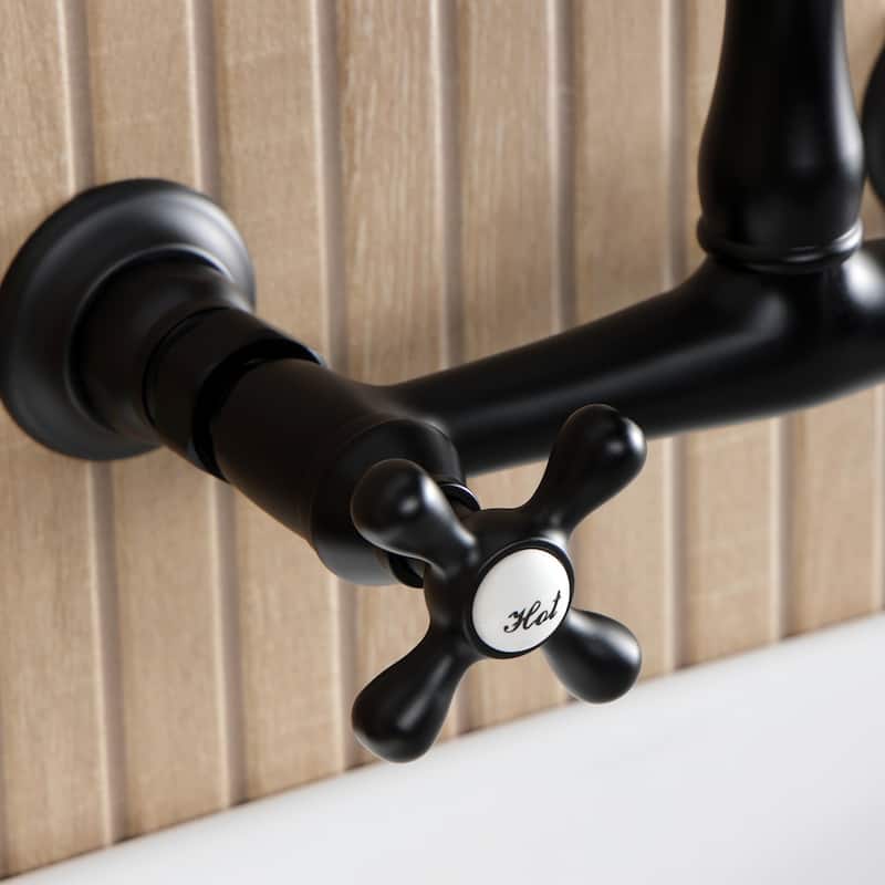 Kingston Brass English Country Two-Handle 2-Hole Wall Mount Bathroom Faucet