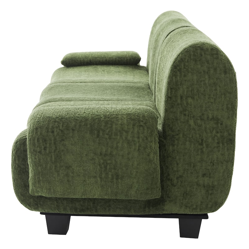 Roomfitters Modern 3-Seater Chenille Sofa Couch with Curved Armrests, 95 Inch