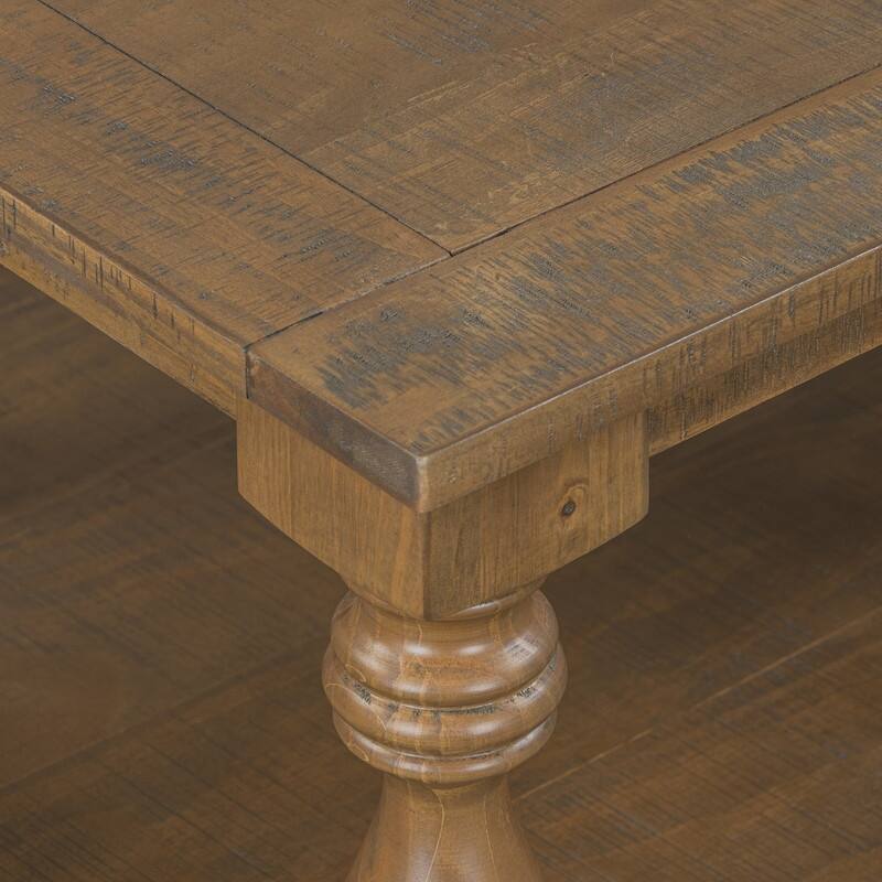 Vintage 45.2" Solid Wood Coffee Table with Open Shelf