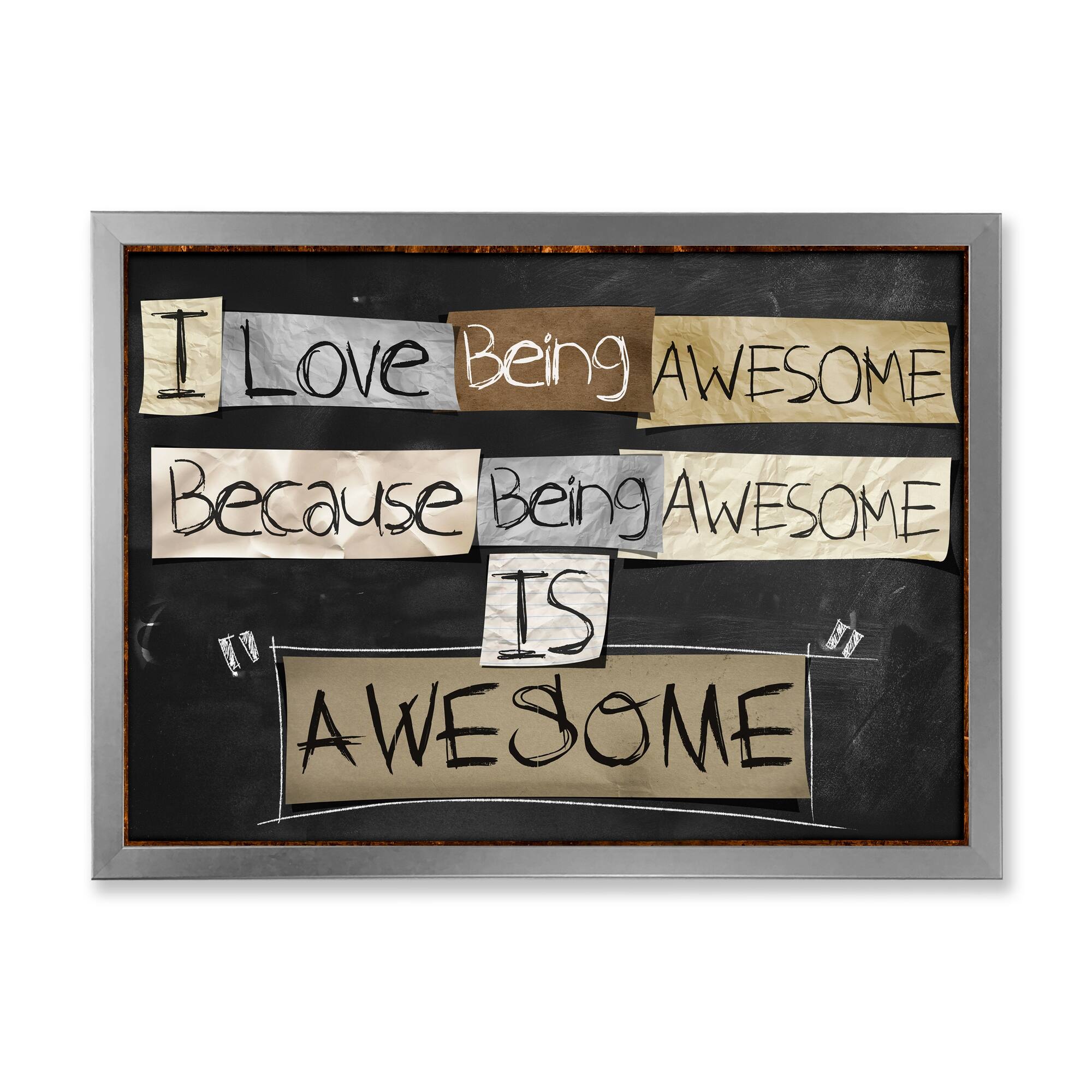 Designart "I Love Being Awesome" Rustic Framed Art Print Bed Bath