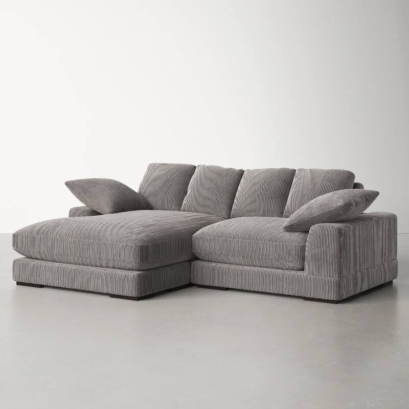 106 in. Wide Square Arm Polyester Fabric L-Shaped Sofa Deep-Seated Sectional Couches in Light Grey - 106"L×70"W×34"H