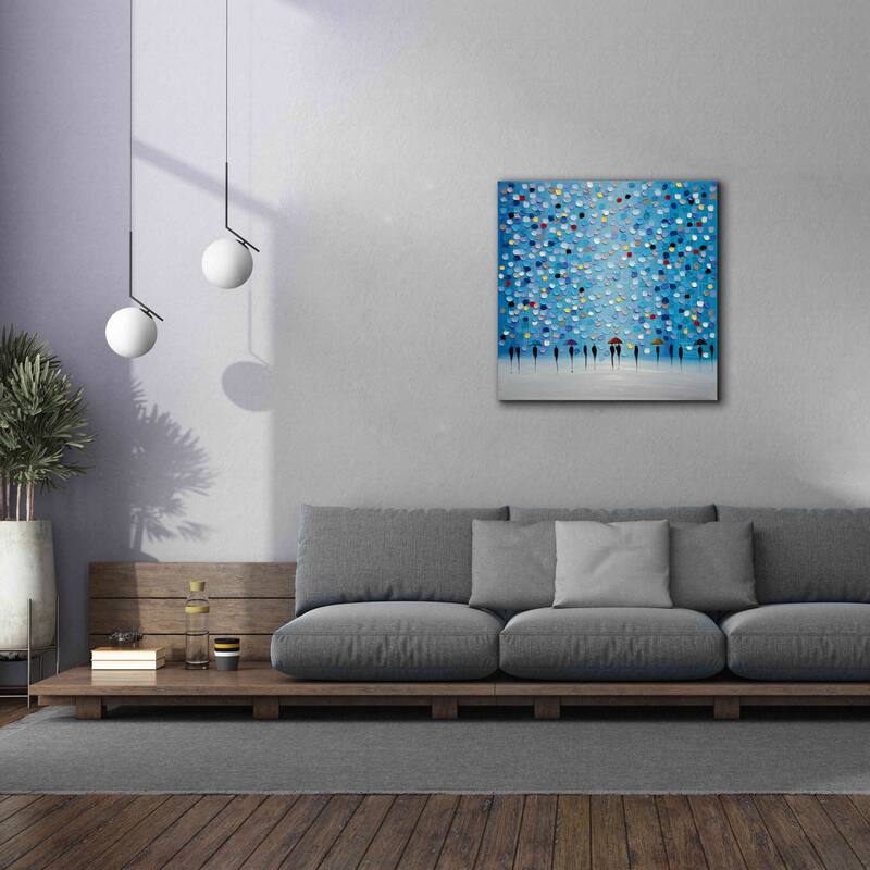Epic Graffiti 'Colorful City Umbrellas' by Ekaterina Ermilkina Giclee Canvas Wall Art