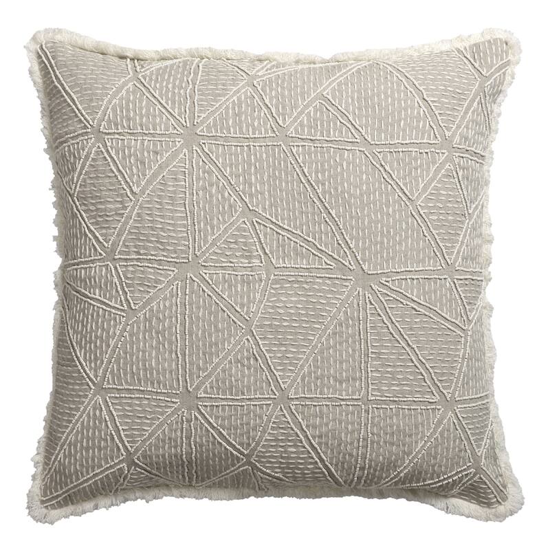 Handwoven Abstract Geometric Square Throw Pillow - 20" - Taupe Gray and Cream