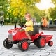 preview thumbnail 11 of 26, 12V Kids Ride On Tractor with Trailer and Remote Control - 49” x 23” x 24” (L x W x H) Red