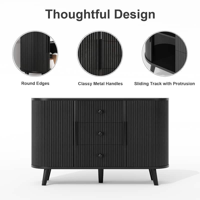 Meyreso Fluted Sideboard Buffet Cabinet with Storage