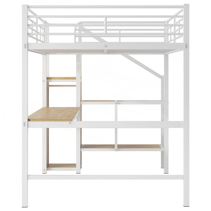 Versatile Metal Loft Bed with Integrated Desk and Storage Options
