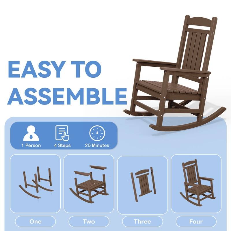High-Back Oversized Plastic Rocking Chair –Stable & Smooth Glide