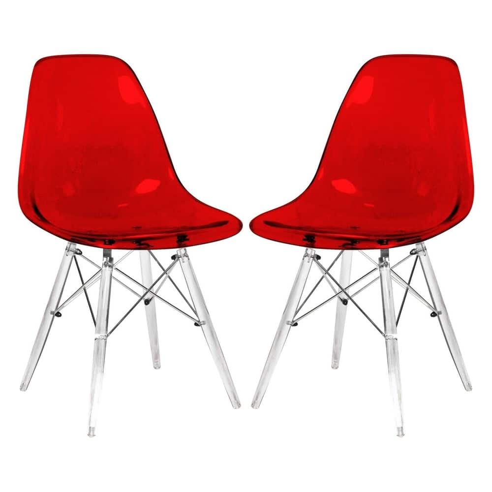 Crescro Dining Chair in Acrylic with Eifel Legs Design Banquet Side Chair (Set of 2) for Indoor and Outdoor - 32" Height