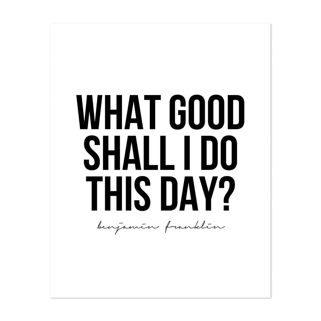 Typography Benjamin Franklin Black White Art Print/Poster