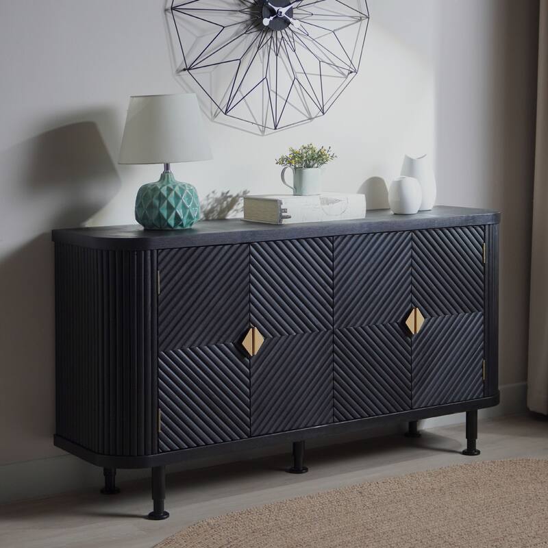 Accent Storage Cabinet Modern Buffet with Adjustable Shelves 4 Doors Hallway Entryway Living Room