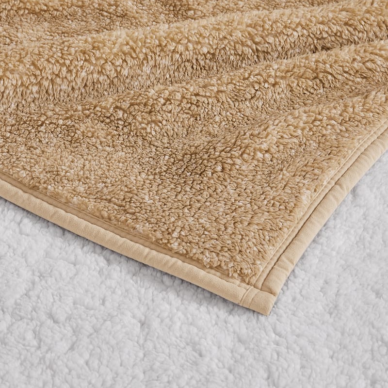Brooklyn Loom Heathered Sherpa Blanket and Throw