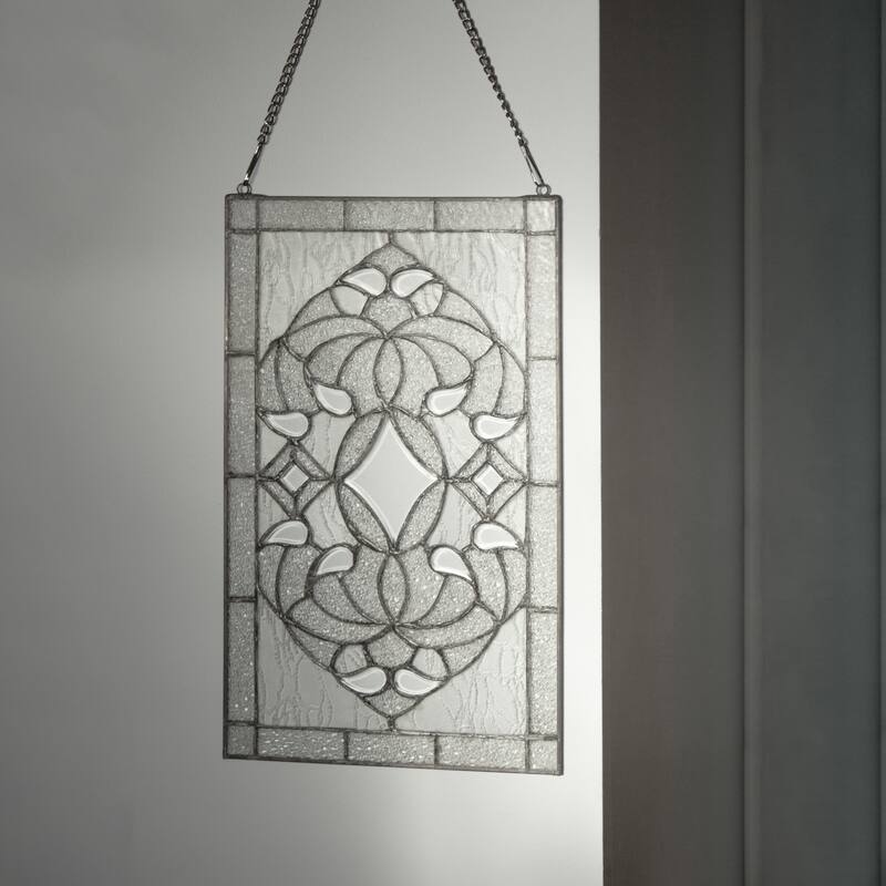 River of Goods 20-Inch Floral Clear Glass Window Panel - 12" x 0.25" x 20"