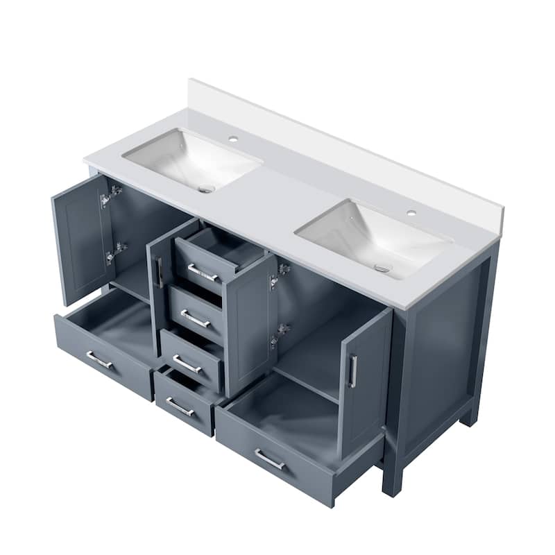 Jacques 60 in. W x 22 in. D Dark Grey Double Bath Vanity and White Quartz Top