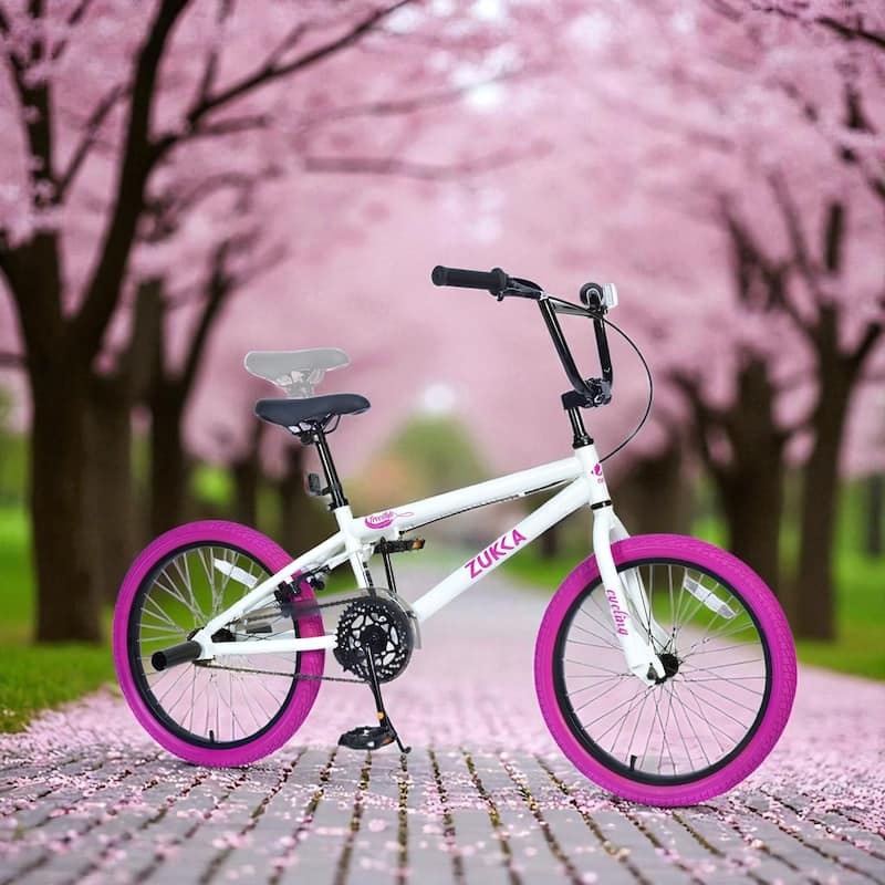 20 Inch Freestyle Kids Bike, Single Speed, Steel Frame with Caliper and V Brakes, Boys & Girls Ages 7+ - White