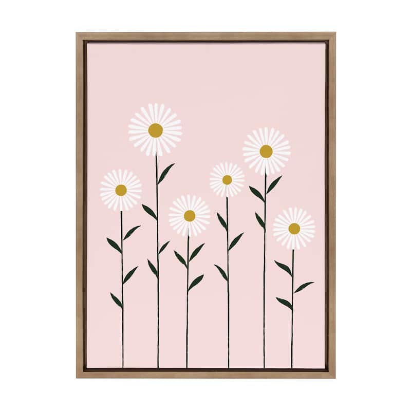 Kate and Laurel Sylvie Daisies Framed Canvas by Duchess Plum - 18x24 - Plastic - Gold