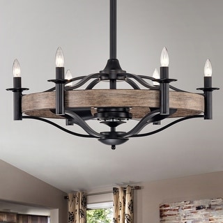Wood Grain and Metal 6-light Lighted Ceiling Fan