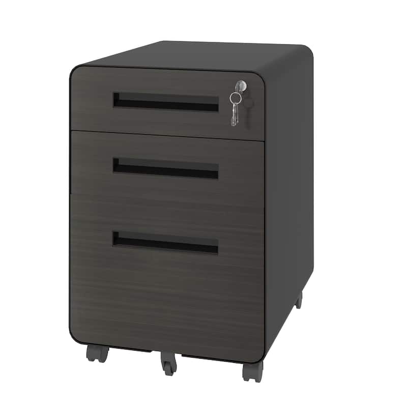 3-Drawer Mobile File Cabinet with Lock, All-Steel Metal Storage Cabinet on Casters, for Home & Office, Holds A4/Letter Files