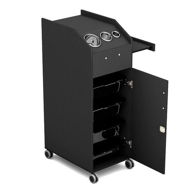 Shop Costway Black Beauty Salon Spa Rolling Trolley 4 Storage