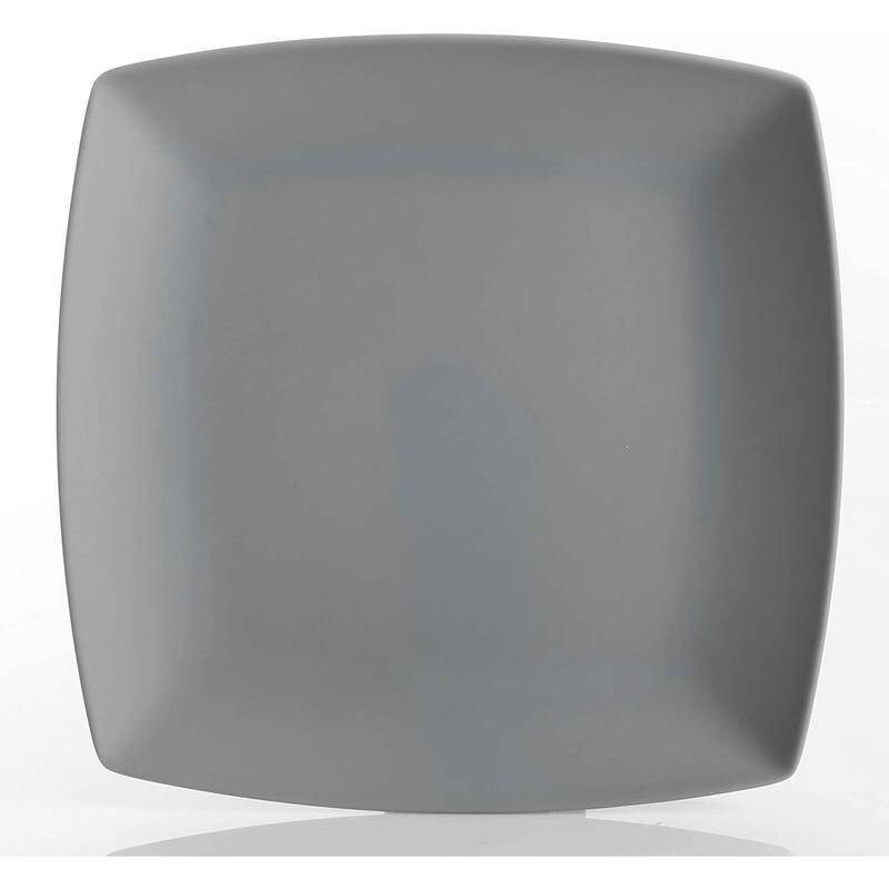 Gibson Home 16 Piece Square Dinnerware Set Plates, Bowls, & Cups, Grey (3 Pack)