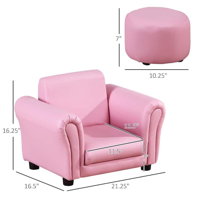Qaba Kids Sofa Chair with Matching Ottoman for 18 to 36 Months