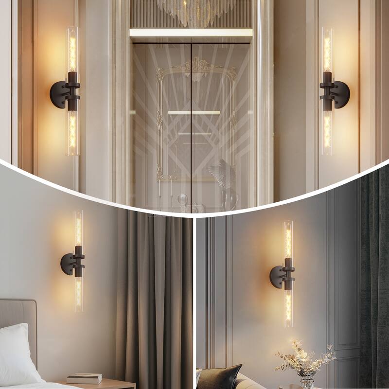 Glass Tube Wall Sconce with Vertical Hanging Design - Type 1