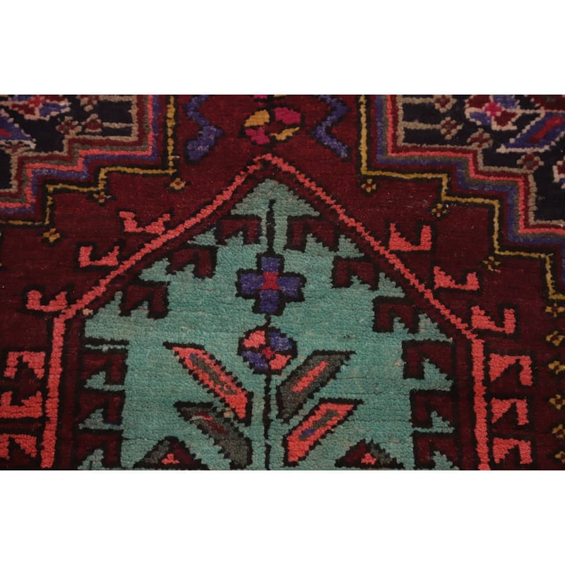 Hand Knotted Oriental 100% Wool Carpet Traditional Tribal Red Gharajeh Runner Rug - 10' 3'' X 3' 11''