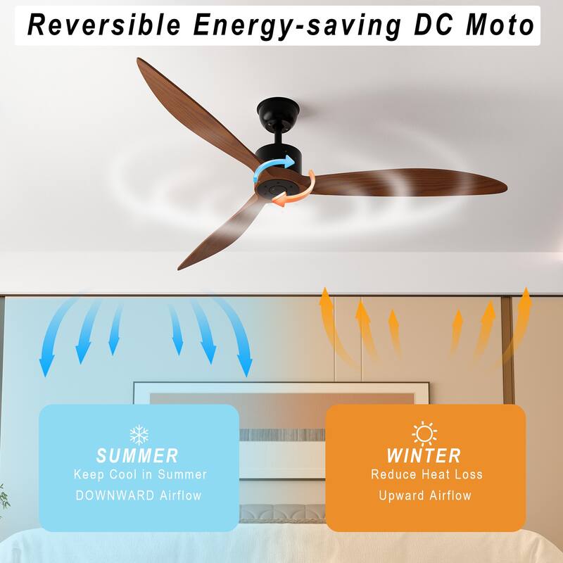 Walnut Ceiling Wood Fan with Remote, 6 Speeds,for All Seasons,Bedroom,Balcony,study