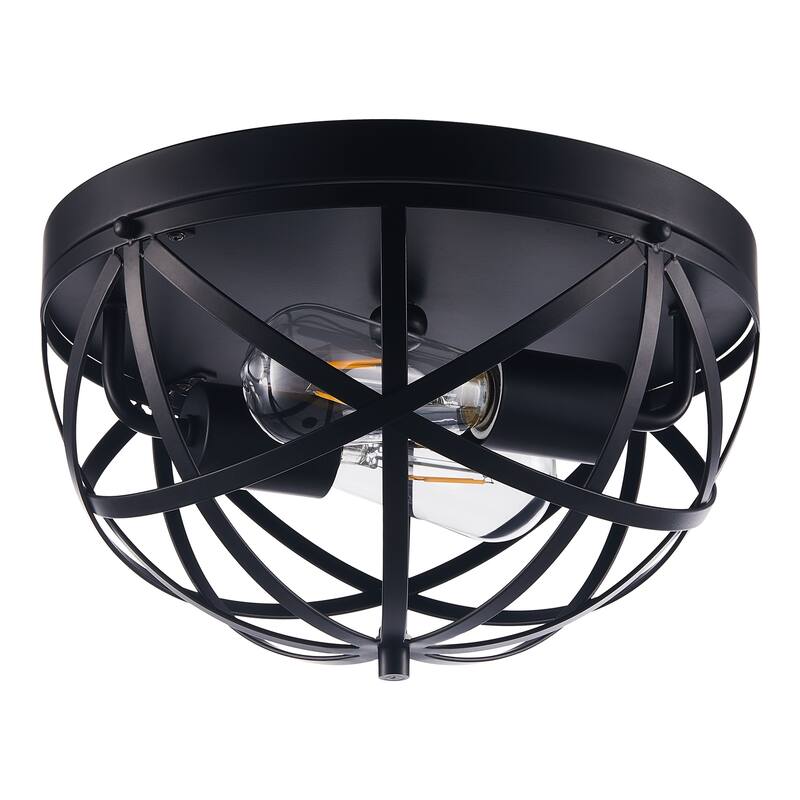 CO-Z Caged Geometric Flush Mount Ceiling Light Fixture - Black