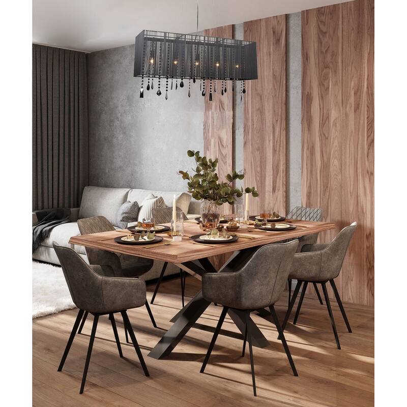 5-Light Black Chandelier With Clear Crystal Accents