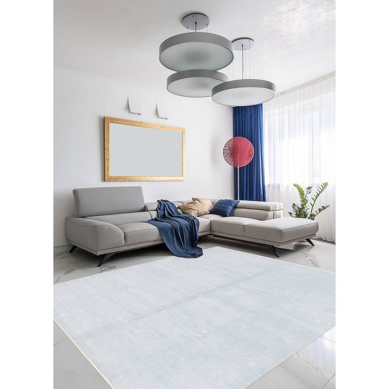 ECARPETGALLERY Hand Loomed Kashkuli Gabbeh Light Blue Wool Rug - 8'1 x 9'10