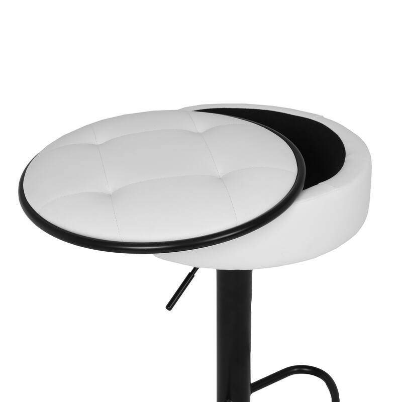 Round Linen Fabric Bar Stools Set of 2, Height Adjustable/360°Counter Height Swivel Stool
