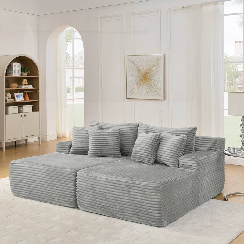 Two-seater Lazy Sofa Lounge Chair,Compressed Sofa No Assembly Required - Grey